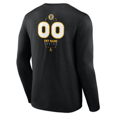 Boston Bruins Personalized Name & Number Midfielder Long Sleeve T-Shirt Black