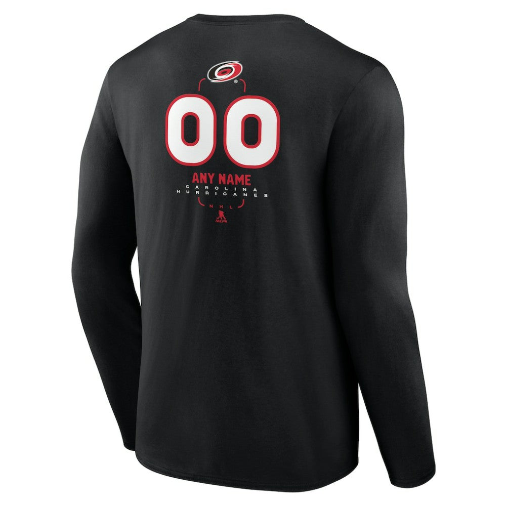 Carolina Hurricanes - Personalized Name & Number Midfielder Long Sleeve T-Shirt Black
