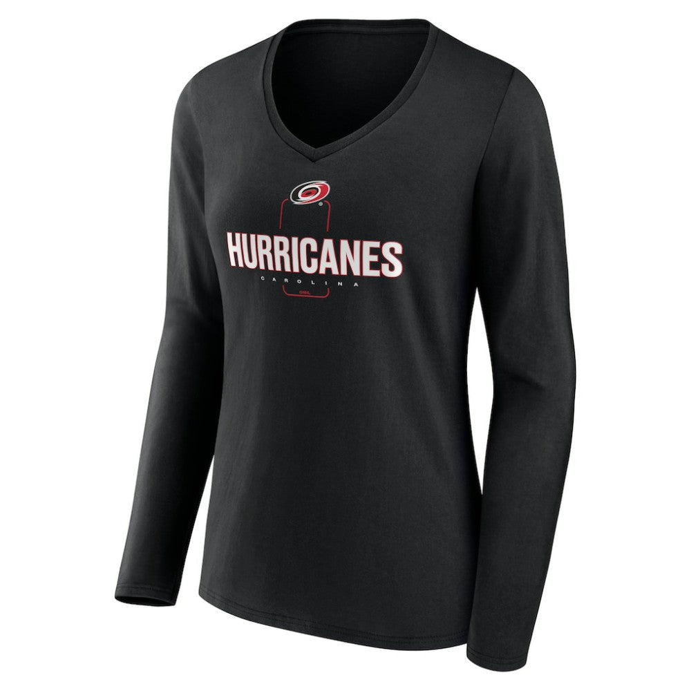 Carolina Hurricanes - Women's Personalized Name & Number Midfielder Long Sleeve V-Neck T-Shirt Black