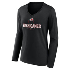 Carolina Hurricanes - Women's Personalized Name & Number Midfielder Long Sleeve V-Neck T-Shirt Black
