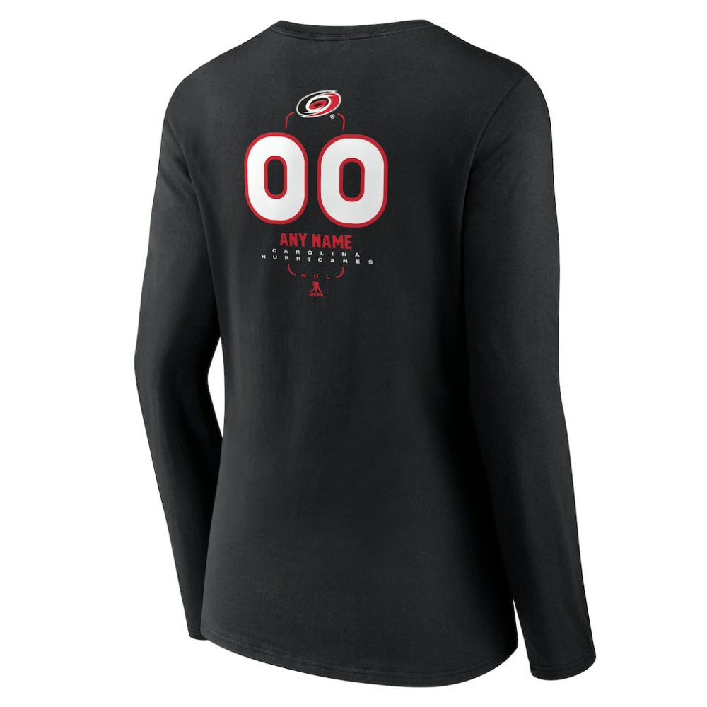 Carolina Hurricanes - Women's Personalized Name & Number Midfielder Long Sleeve V-Neck T-Shirt Black