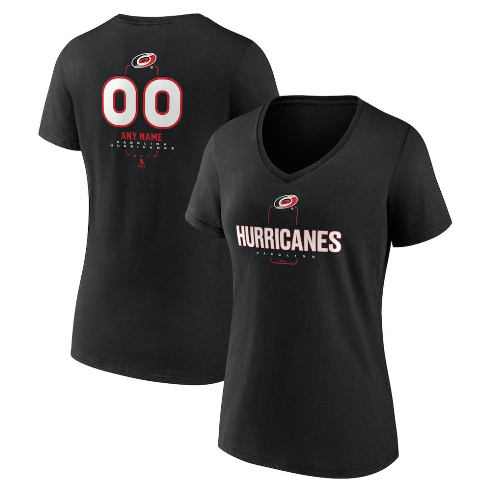 Carolina Hurricanes - Women's Personalized Name & Number Midfielder V-Neck T-Shirt Black