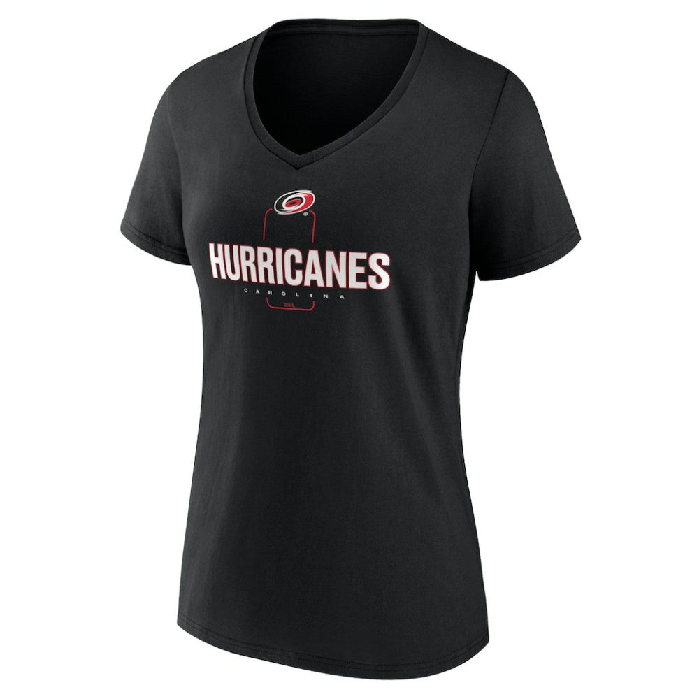 Carolina Hurricanes - Women's Personalized Name & Number Midfielder V-Neck T-Shirt Black