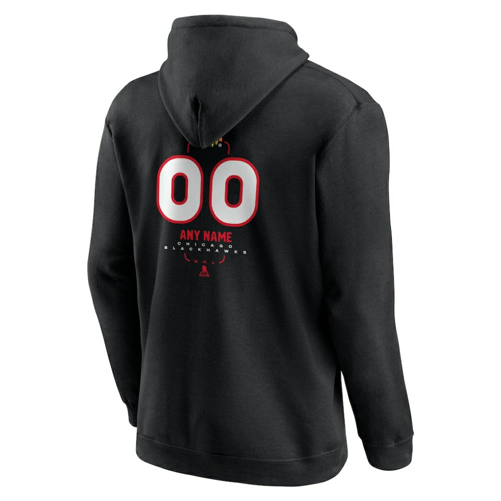 Chicago Blackhawks Personalized Name & Number Midfielder Pullover Hoodie Black
