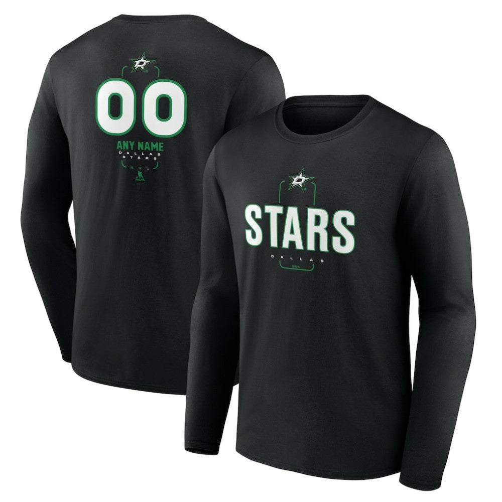 Dallas Stars - Personalized Name & Number Midfielder Long Sleeve T-Shirt Black