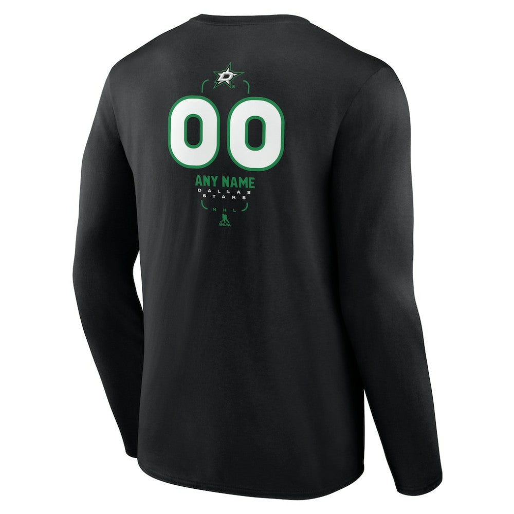 Dallas Stars - Personalized Name & Number Midfielder Long Sleeve T-Shirt Black