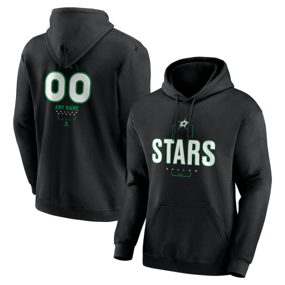 Dallas Stars - Personalized Name & Number Midfielder Pullover Hoodie Black