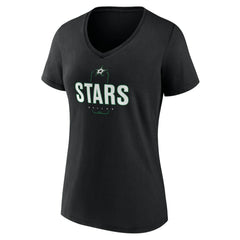 Dallas Stars - Women's Personalized Name & Number Midfielder V-Neck T-Shirt Black