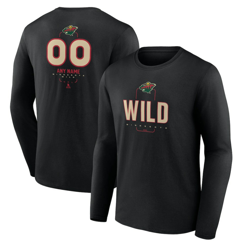Minnesota Wild - Personalized Name & Number Midfielder Long Sleeve T-Shirt Black