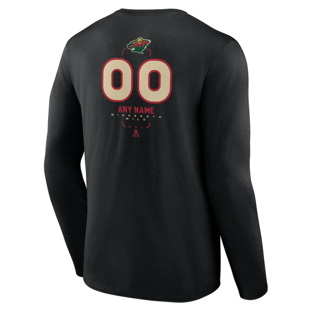 Minnesota Wild - Personalized Name & Number Midfielder Long Sleeve T-Shirt Black