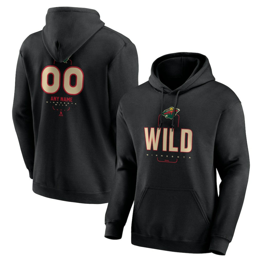 Minnesota Wild - Personalized Name & Number Midfielder Pullover Hoodie Black