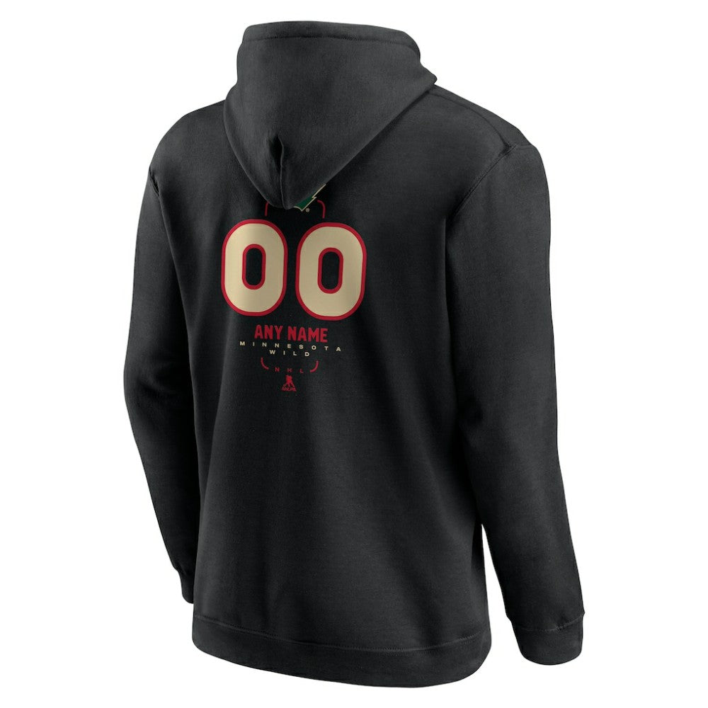 Minnesota Wild - Personalized Name & Number Midfielder Pullover Hoodie Black