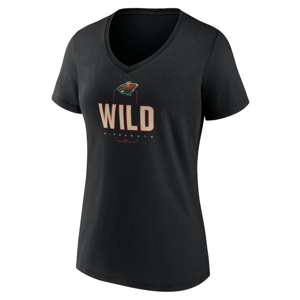 Minnesota Wild - Women's Personalized Name & Number Midfielder V-Neck T-Shirt Black