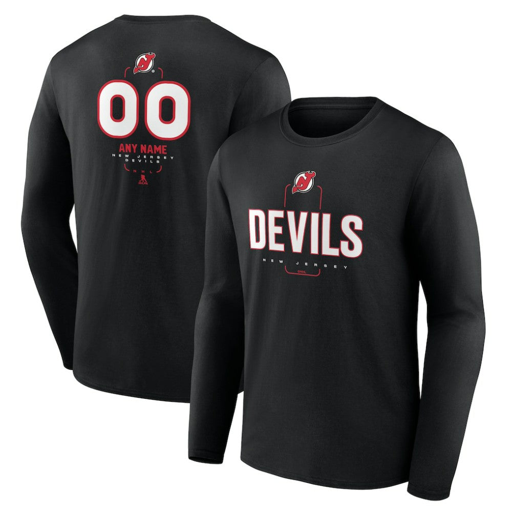 New Jersey Devils - Personalized Name & Number Midfielder Long Sleeve T-Shirt Black
