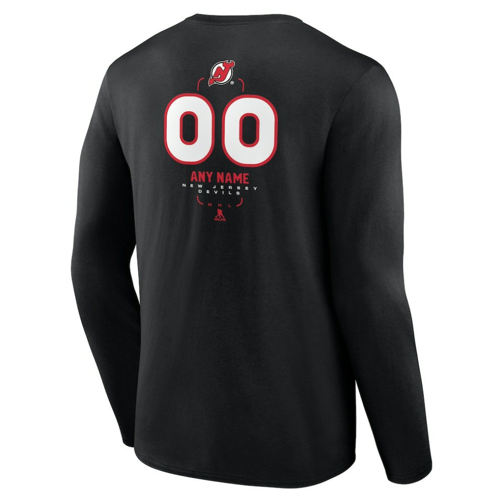 New Jersey Devils - Personalized Name & Number Midfielder Long Sleeve T-Shirt Black