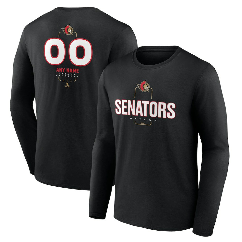 Ottawa Senators - Personalized Name & Number Midfielder Long Sleeve T-Shirt Black