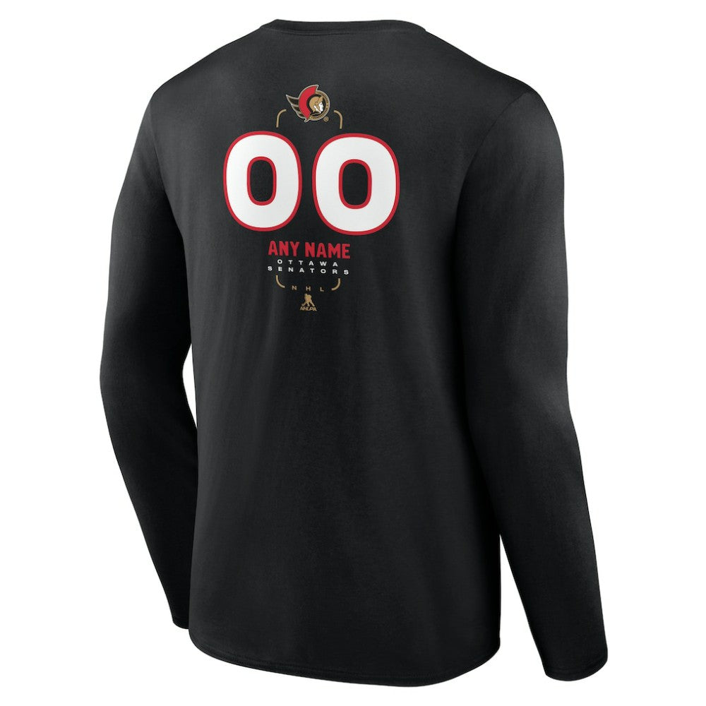 Ottawa Senators - Personalized Name & Number Midfielder Long Sleeve T-Shirt Black