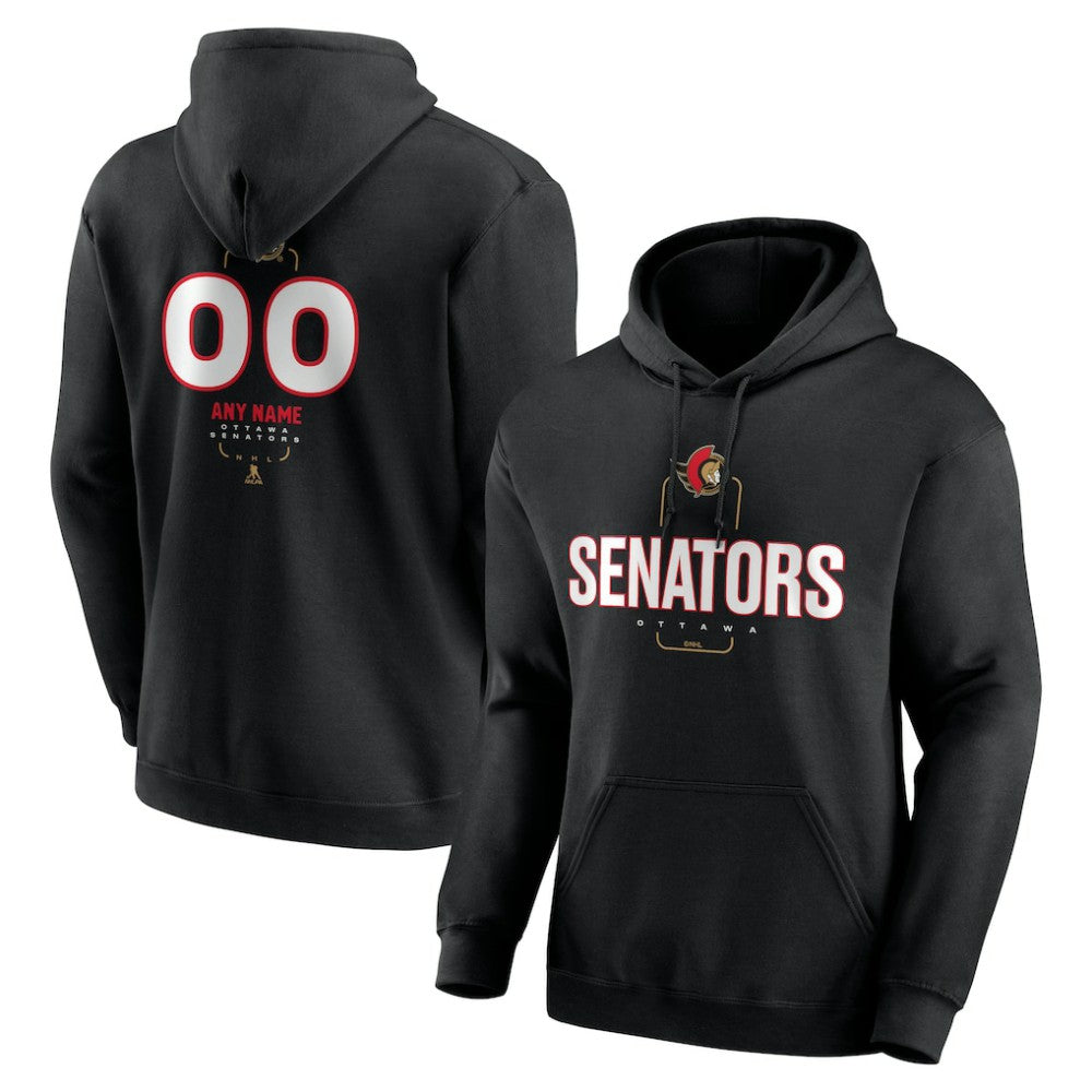 Ottawa Senators - Personalized Name & Number Midfielder Pullover Hoodie Black