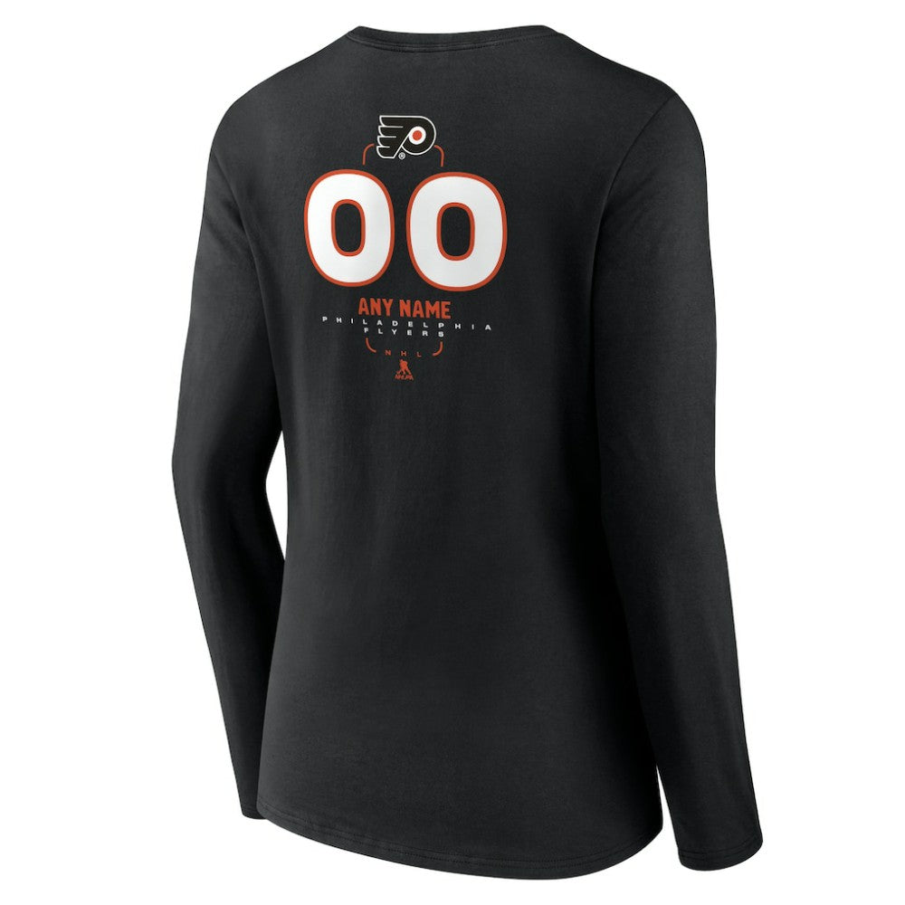 Philadelphia Flyers - Women's Personalized Name & Number Midfielder Long Sleeve V-Neck T-Shirt Black