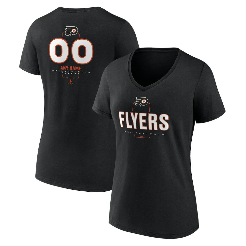 Philadelphia Flyers - Women's Personalized Name & Number Midfielder V-Neck T-Shirt Black