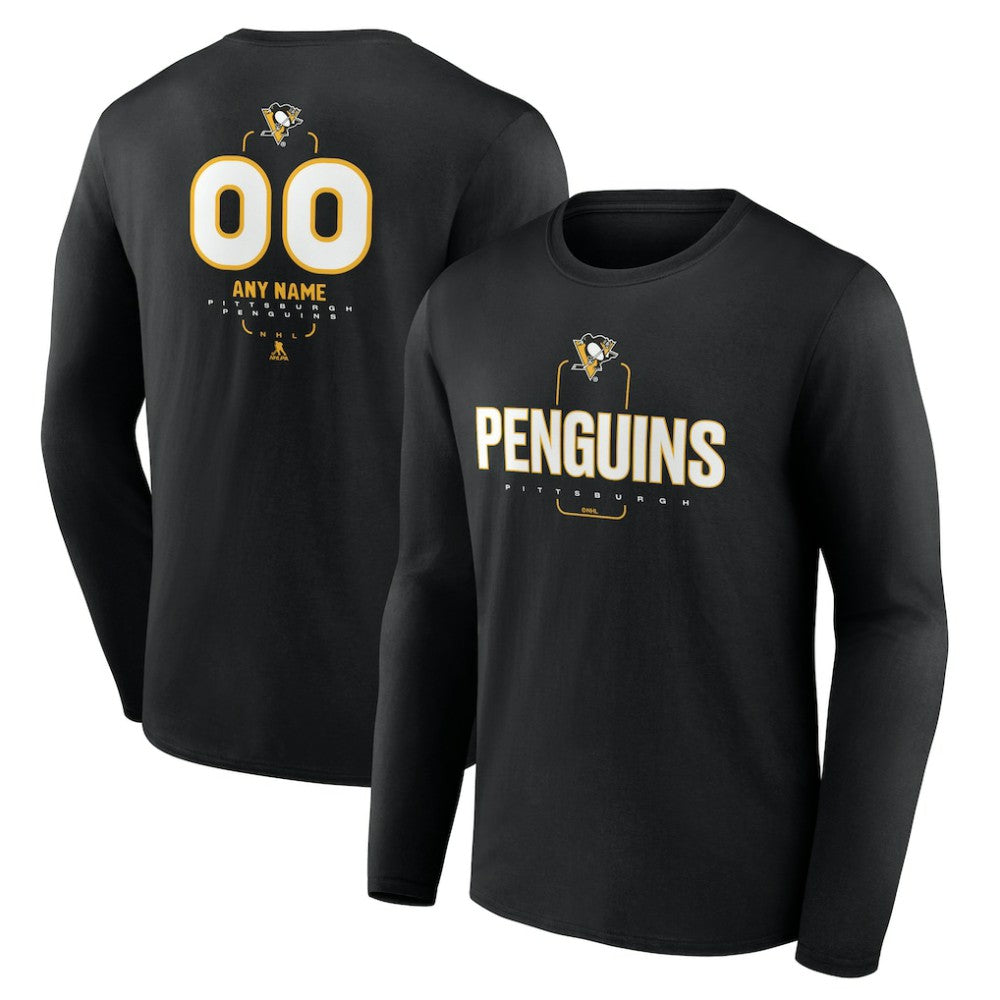Pittsburgh Penguins Personalized Name & Number Midfielder Long Sleeve T-Shirt Black