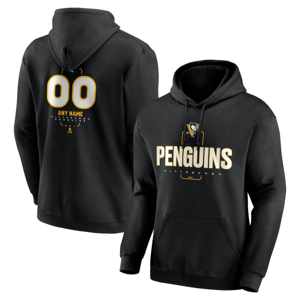 Pittsburgh Penguins Personalized Name & Number Midfielder Pullover Hoodie Black