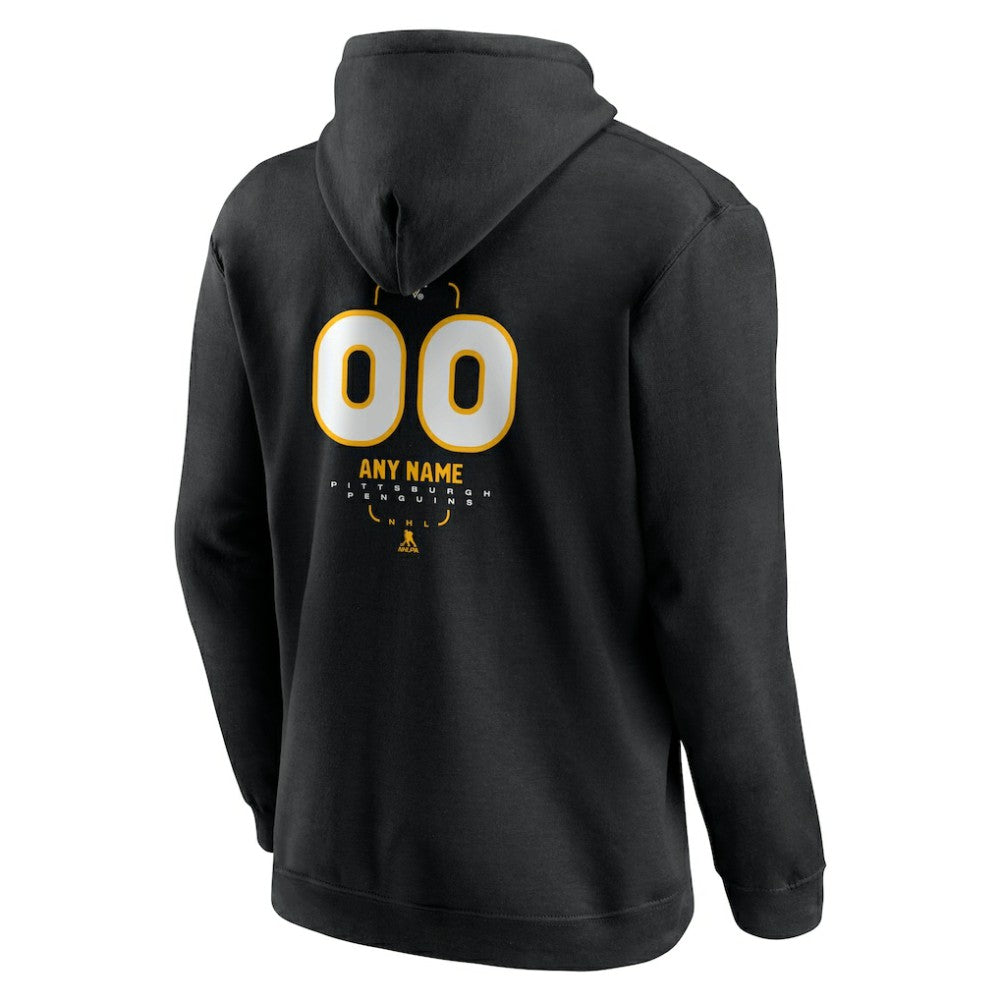 Pittsburgh Penguins Personalized Name & Number Midfielder Pullover Hoodie Black