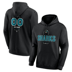 San Jose Sharks - Personalized Name & Number Midfielder Pullover Hoodie Black