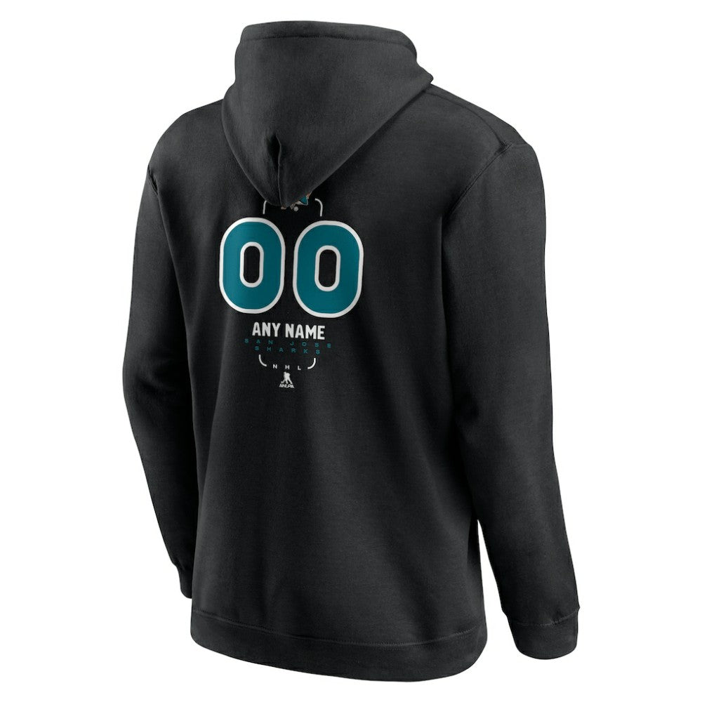 San Jose Sharks - Personalized Name & Number Midfielder Pullover Hoodie Black