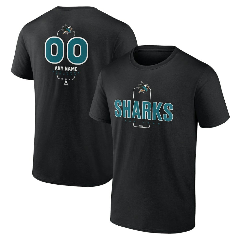 San Jose Sharks - Personalized Name & Number Midfielder T-Shirt Black