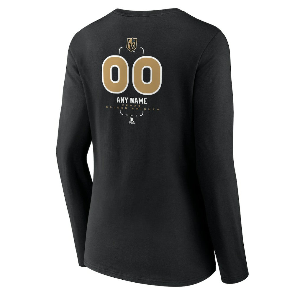 Vegas Golden Knights Women's Personalized Name & Number Midfielder Long Sleeve V-Neck T-Shirt Black