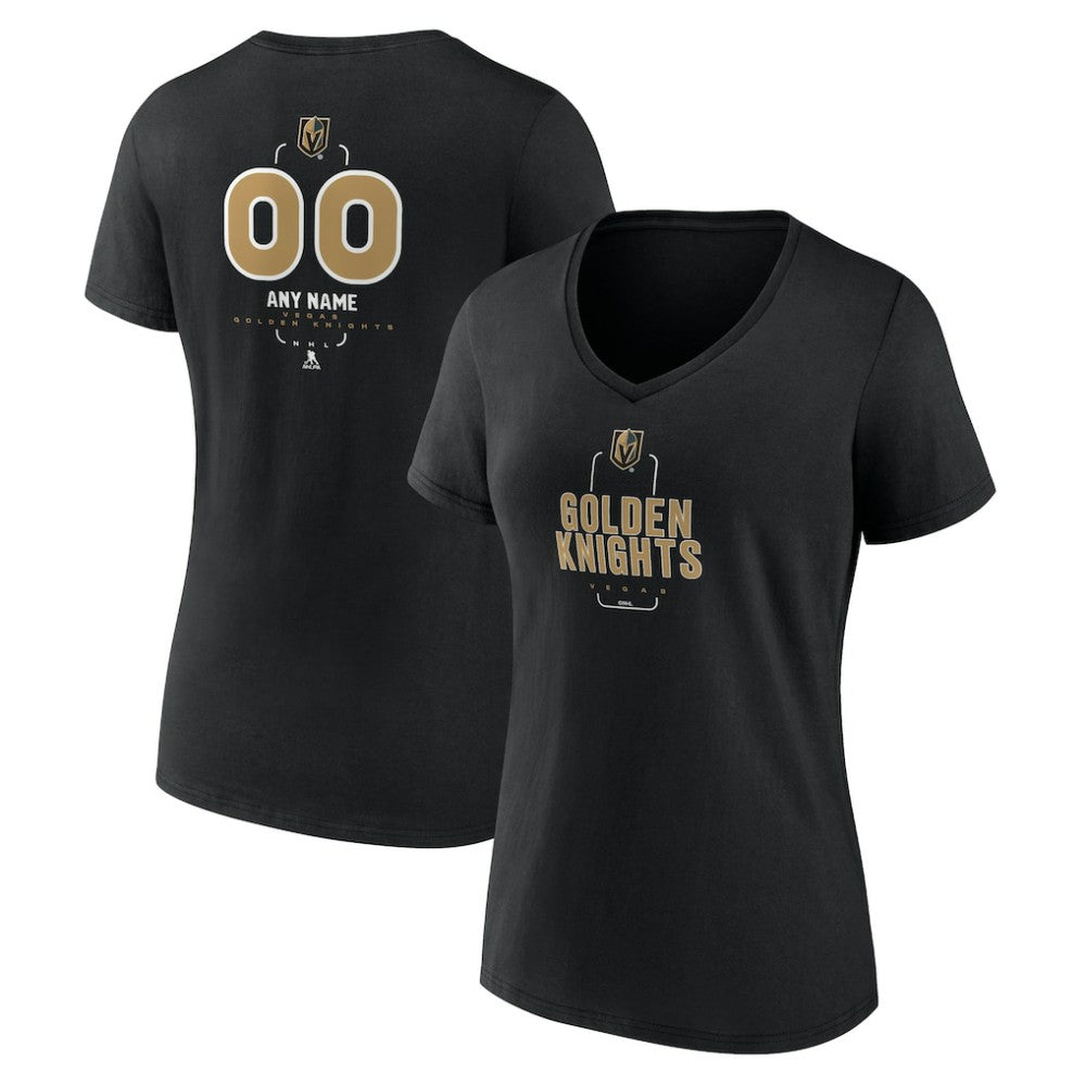 Vegas Golden Knights Women's Personalized Name & Number Midfielder V-Neck T-Shirt Black