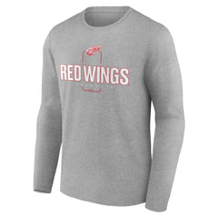 Detroit Red Wings - Personalized Name & Number Midfielder Long Sleeve T-Shirt Gray