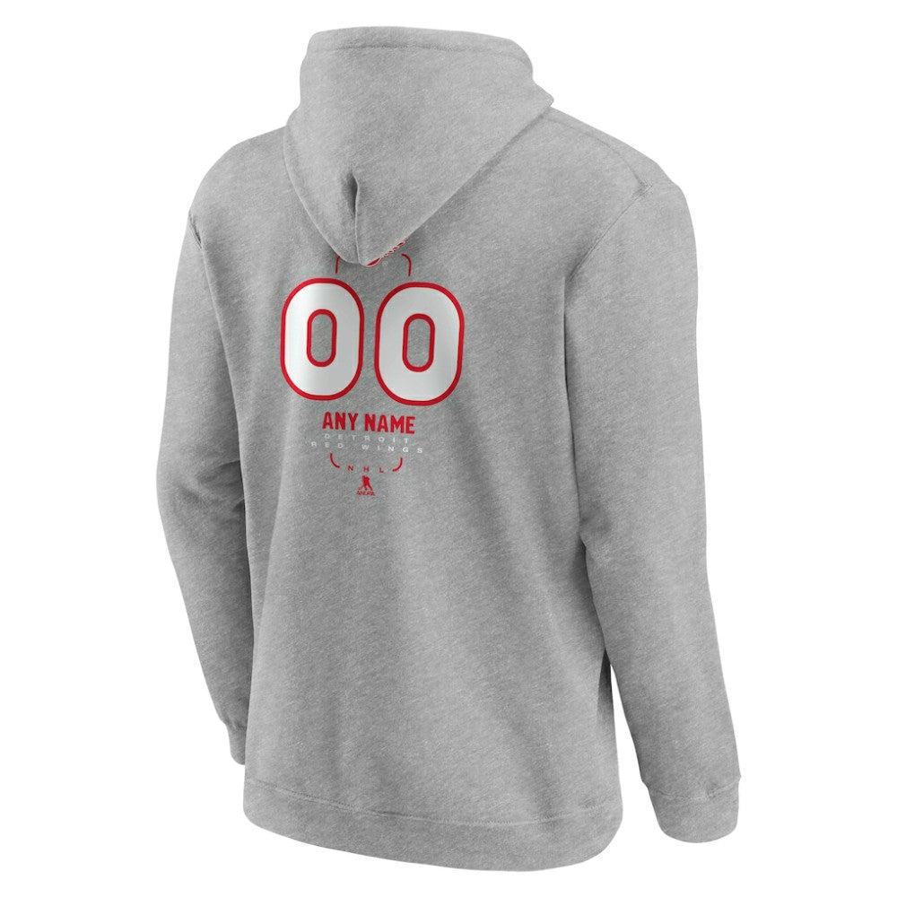 Detroit Red Wings - Personalized Name & Number Midfielder Pullover Hoodie Gray