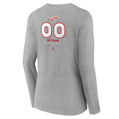 Detroit Red Wings - Women's Personalized Name & Number Midfielder Long Sleeve V-Neck T-Shirt Gray