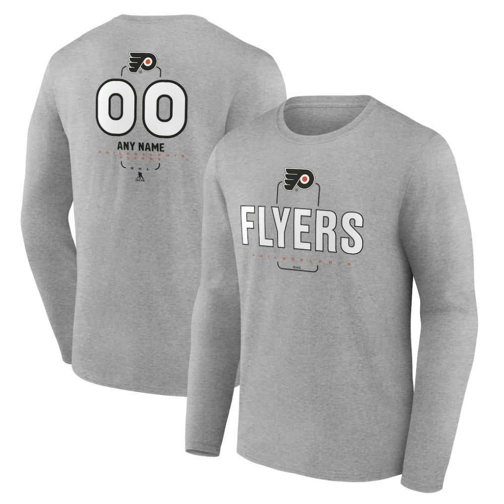 Philadelphia Flyers - Personalized Name & Number Midfielder Long Sleeve T-Shirt Gray