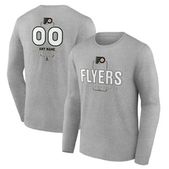 Philadelphia Flyers - Personalized Name & Number Midfielder Long Sleeve T-Shirt Gray