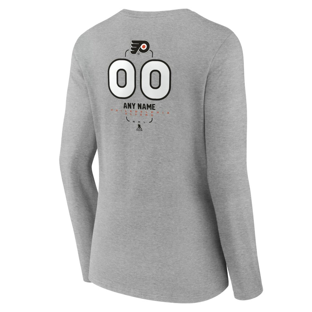 Philadelphia Flyers - Women's Personalized Name & Number Midfielder Long Sleeve V-Neck T-Shirt Gray