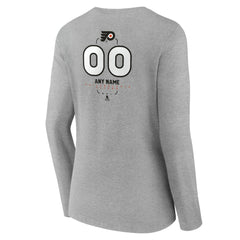 Philadelphia Flyers - Women's Personalized Name & Number Midfielder Long Sleeve V-Neck T-Shirt Gray
