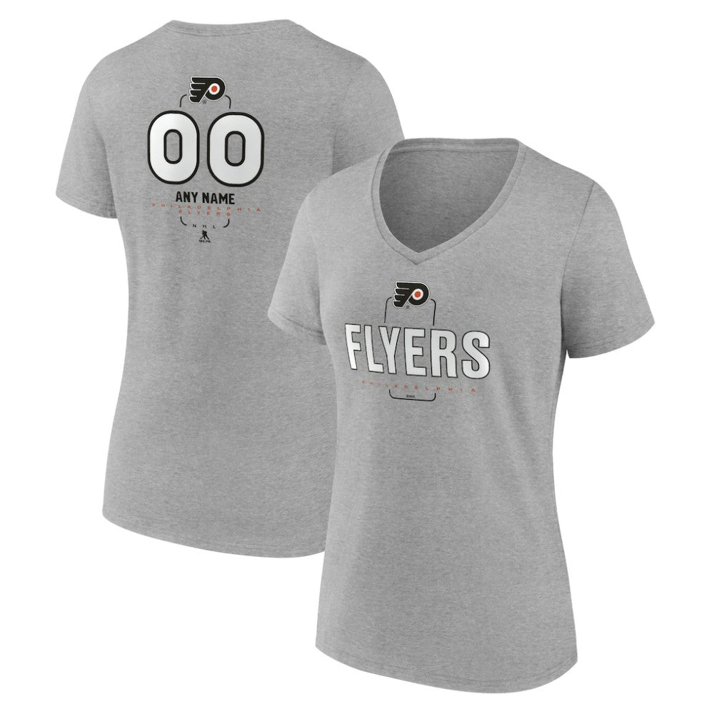 Philadelphia Flyers - Women's Personalized Name & Number Midfielder V-Neck T-Shirt Gray