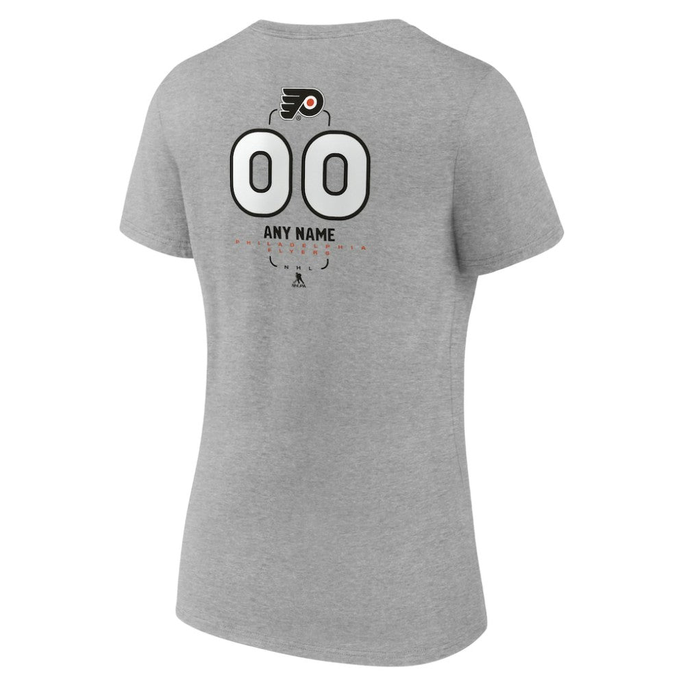 Philadelphia Flyers - Women's Personalized Name & Number Midfielder V-Neck T-Shirt Gray