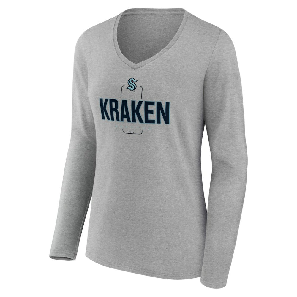 Seattle Kraken Women's Personalized Name & Number Midfielder Long Sleeve V-Neck T-Shirt Gray
