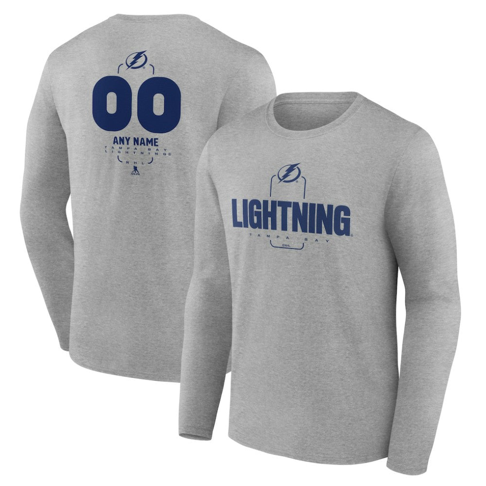 Tampa Bay Lightning - Personalized Name & Number Midfielder Long Sleeve T-Shirt Gray