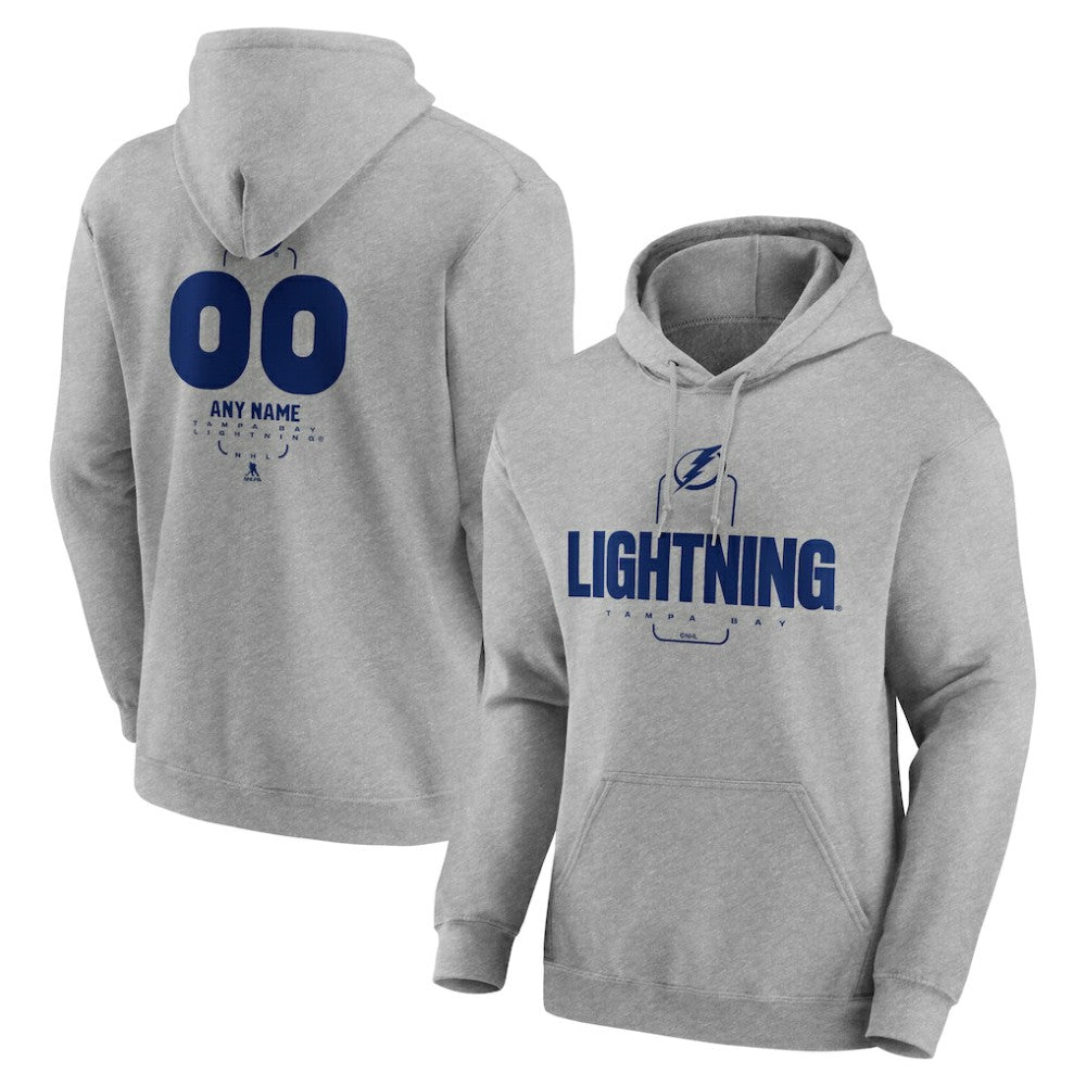 Tampa Bay Lightning - Personalized Name & Number Midfielder Pullover Hoodie Gray