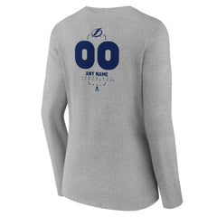Tampa Bay Lightning - Women's Personalized Name & Number Midfielder Long Sleeve V-Neck T-Shirt Gray