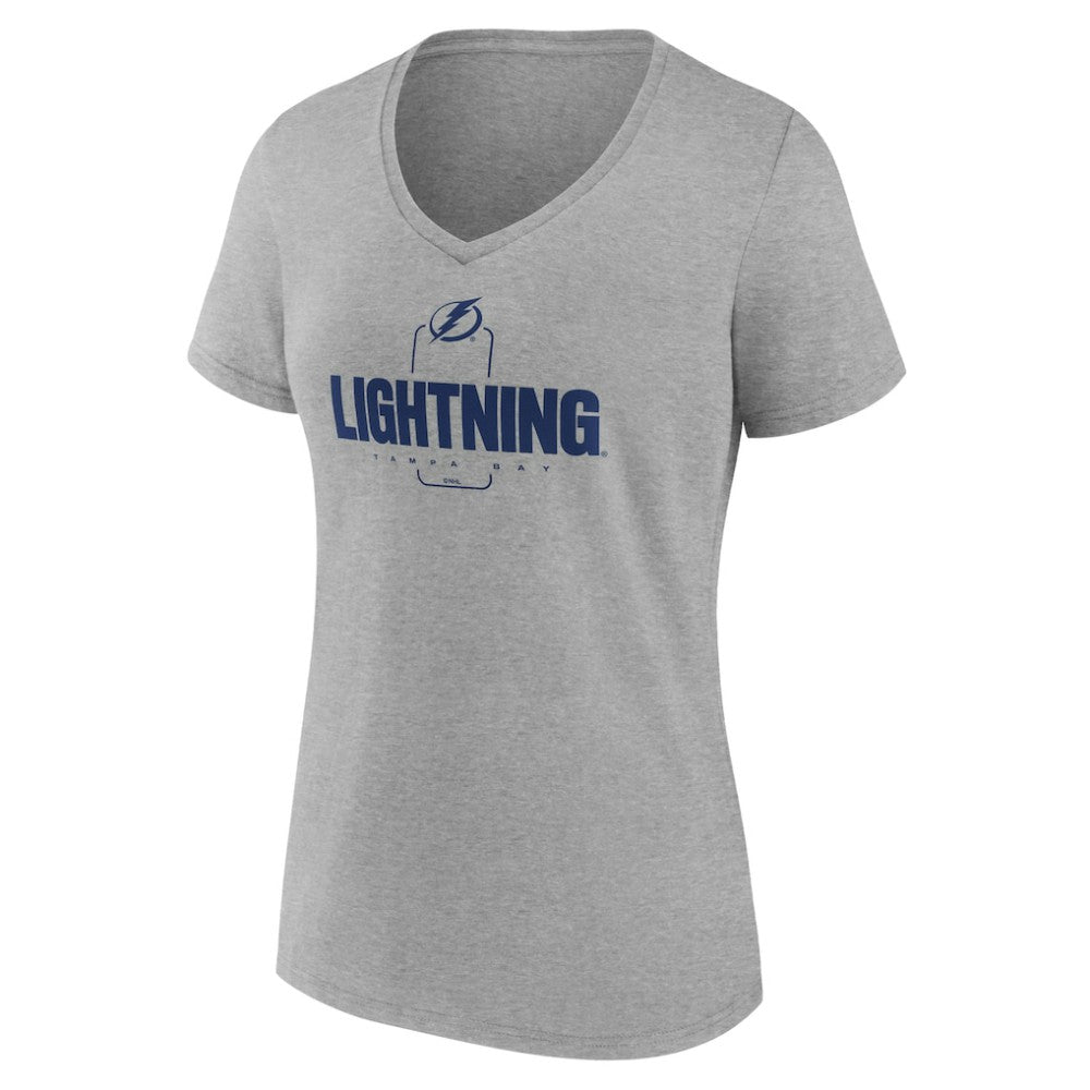 Tampa Bay Lightning - Women's Personalized Name & Number Midfielder V-Neck T-Shirt Gray