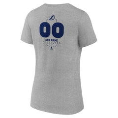 Tampa Bay Lightning - Women's Personalized Name & Number Midfielder V-Neck T-Shirt Gray