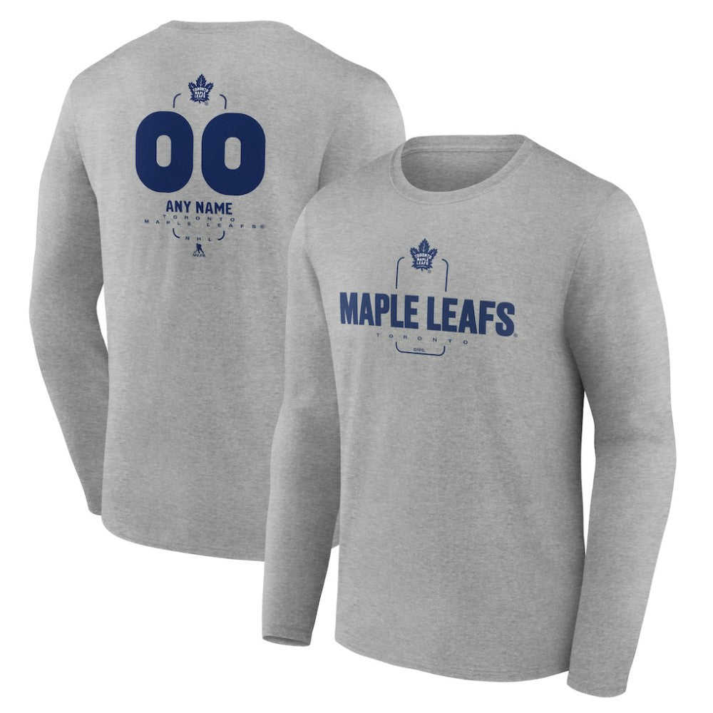 Toronto Maple Leafs - Personalized Name & Number Midfielder Long Sleeve T-Shirt Gray