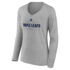 Toronto Maple Leafs - Women's Personalized Name & Number Midfielder Long Sleeve V-Neck T-Shirt Gray