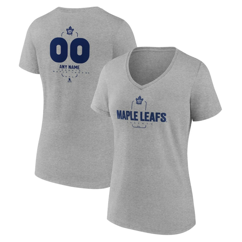 Toronto Maple Leafs - Women's Personalized Name & Number Midfielder V-Neck T-Shirt Gray